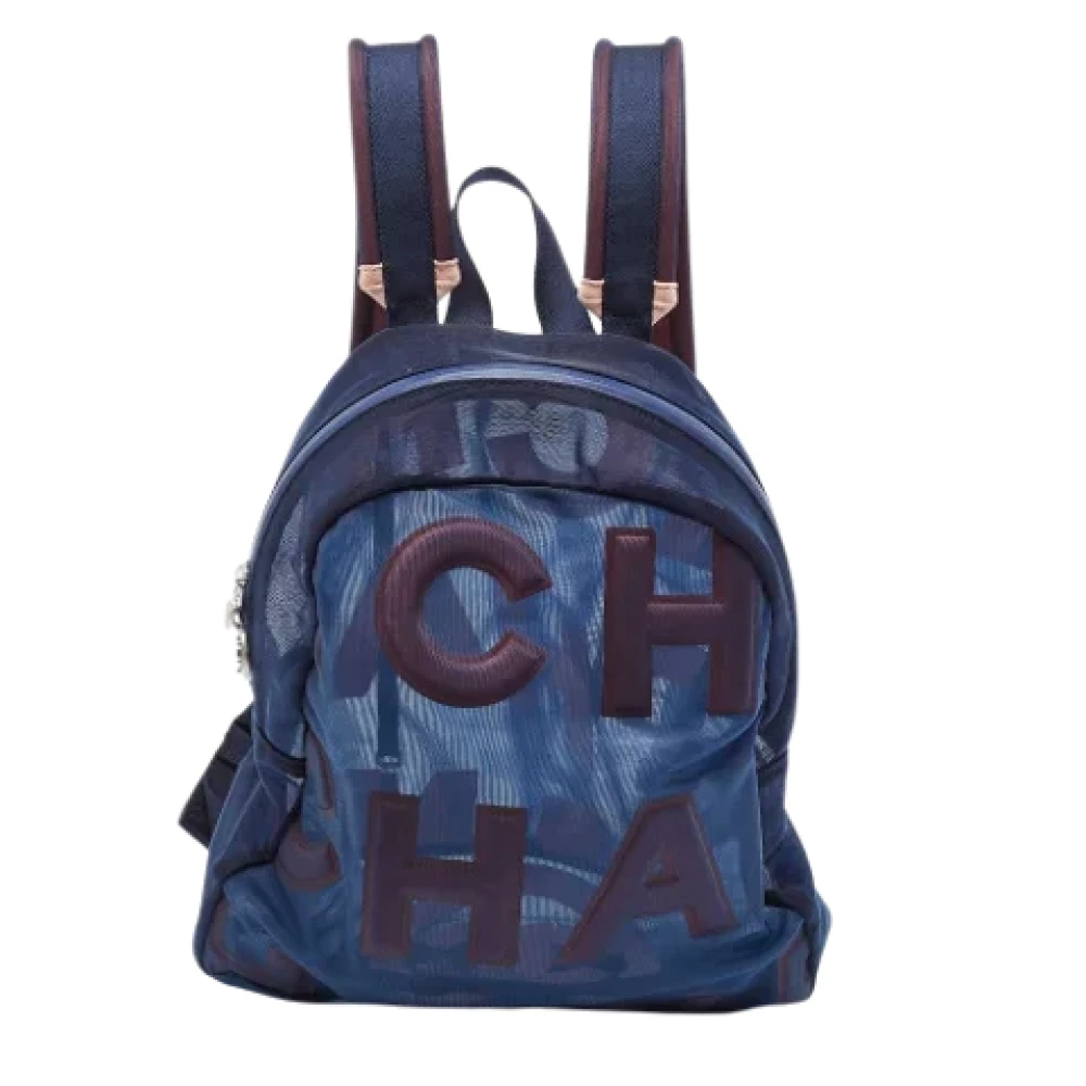 Chanel Vintage Pre-owned Mesh backpacks Blue Dames