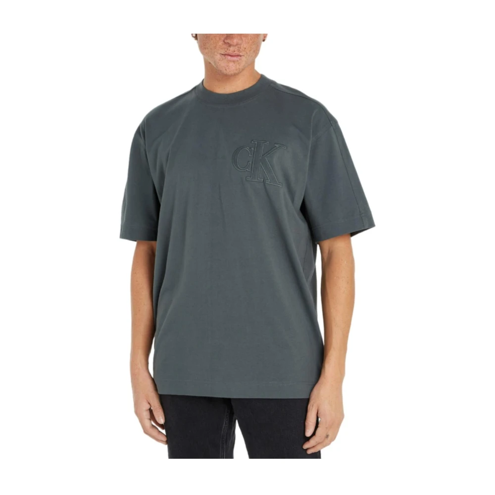 Calvin Klein Applique T-shirt met klassieke details Gray Heren