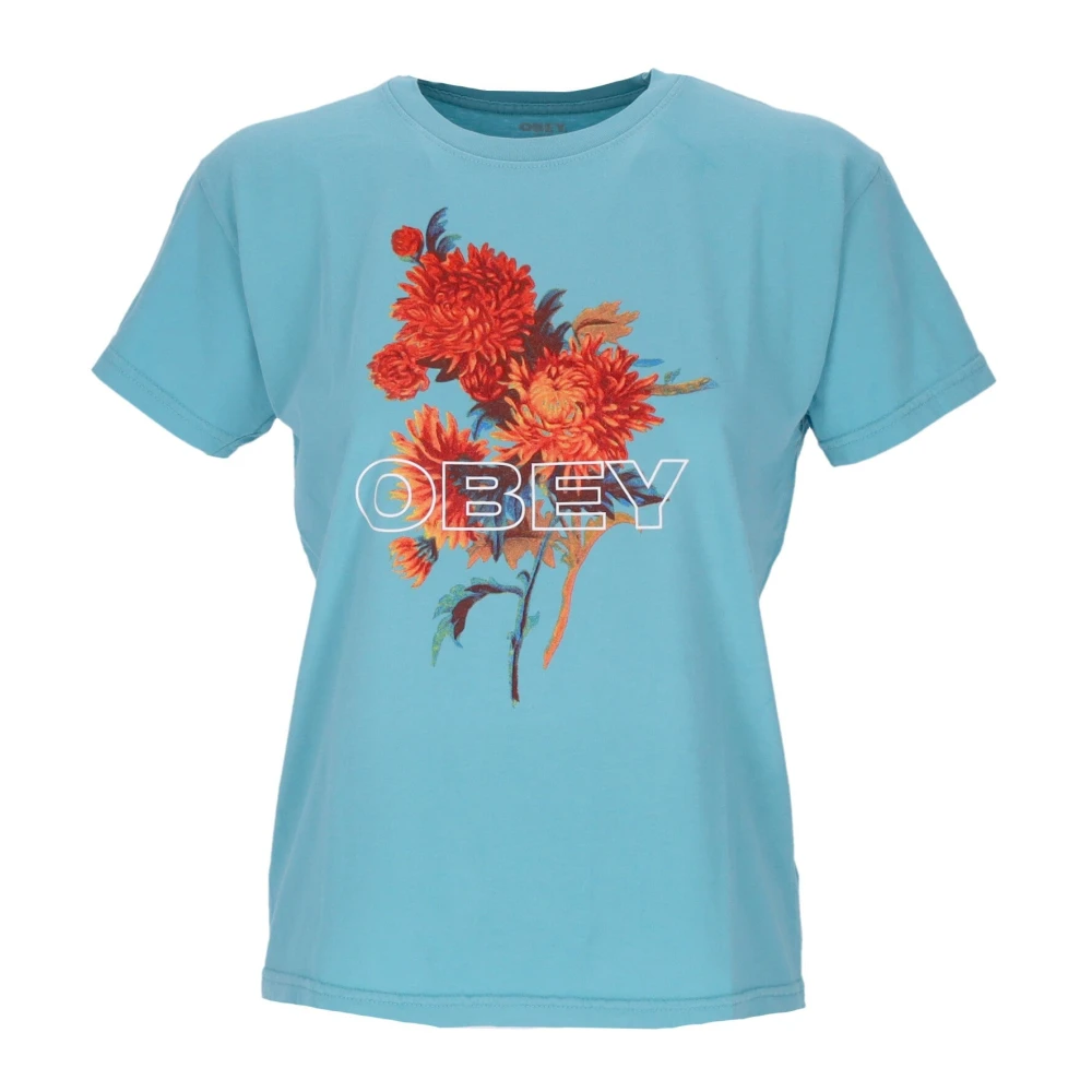 Obey Vintage Bloemenprint Dames T-shirt Blue Dames