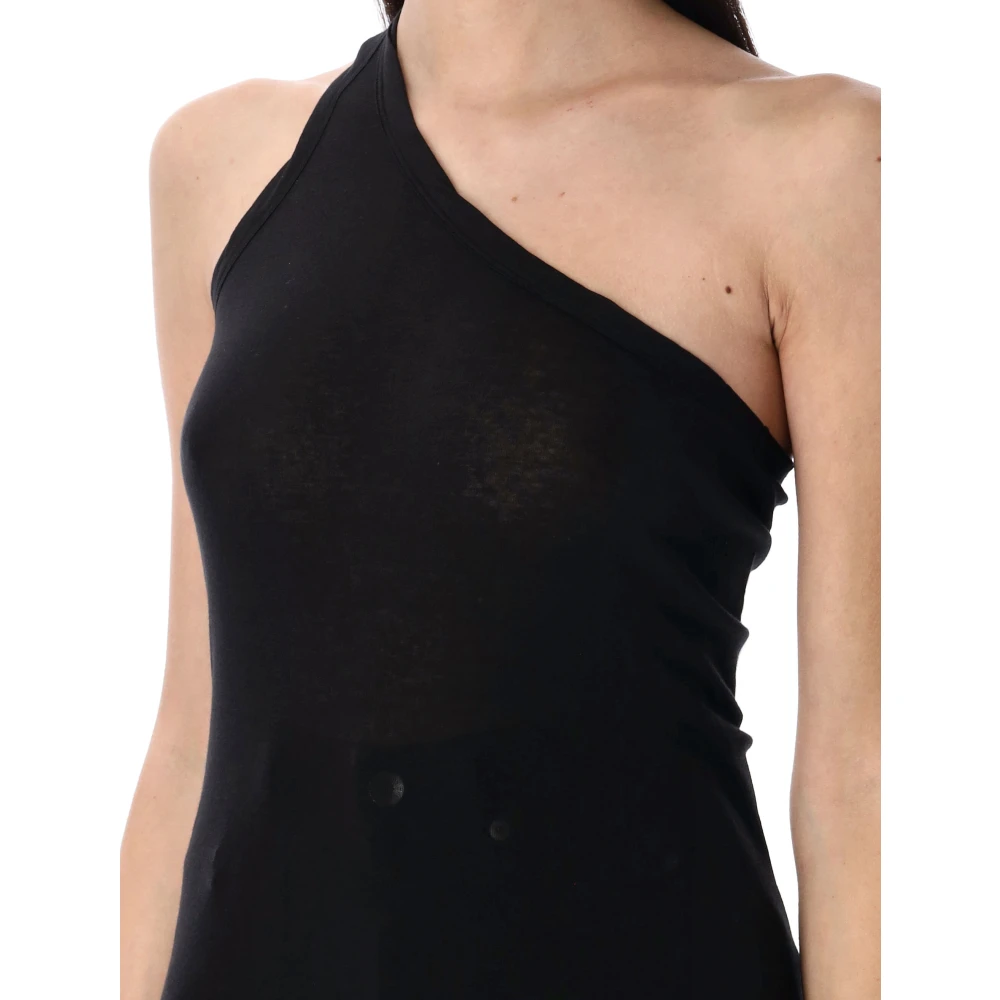 Rick Owens One Shoulder Tank Zwart Topwear Black Dames