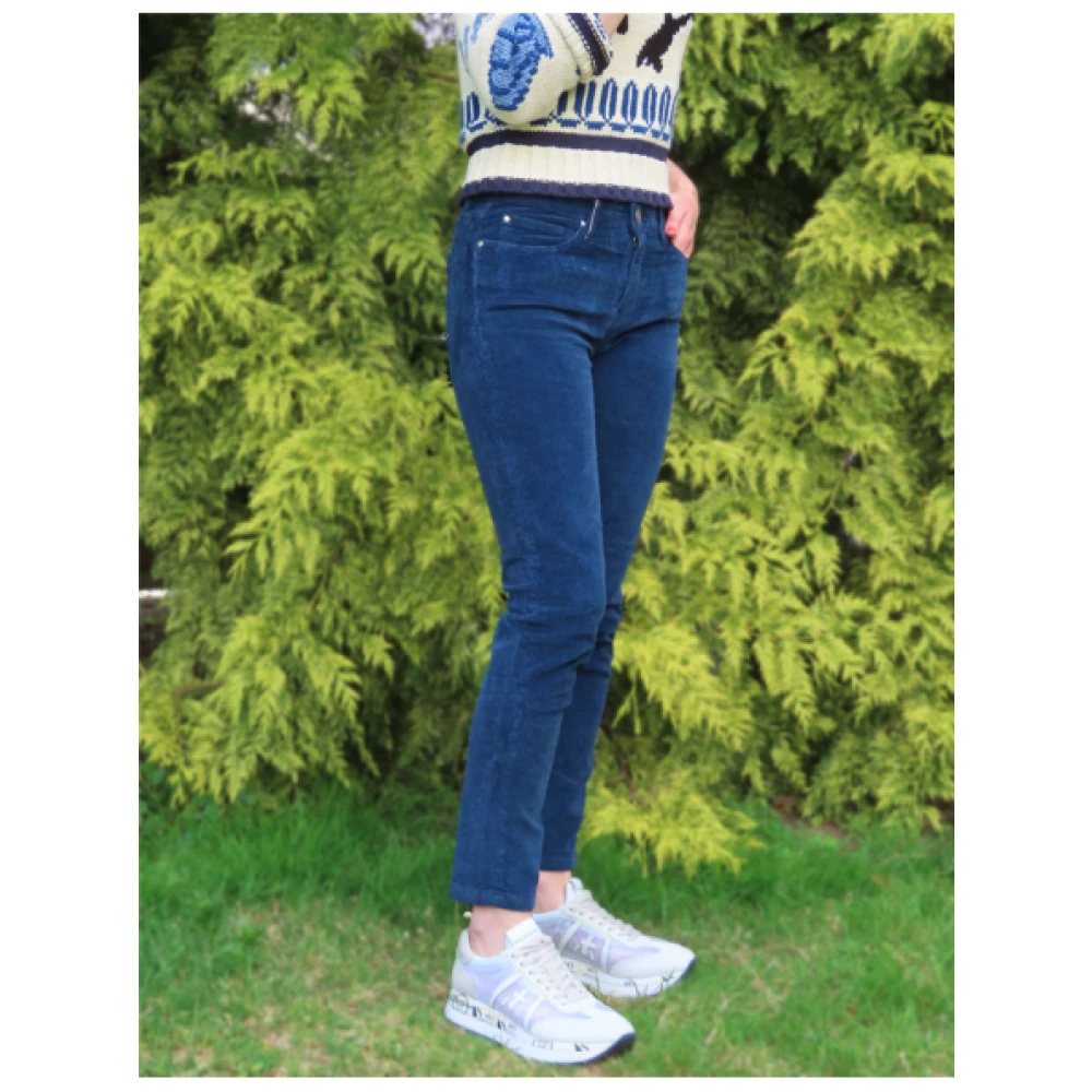Islow Corduroy Slim 7 8 Broek Blue Dames