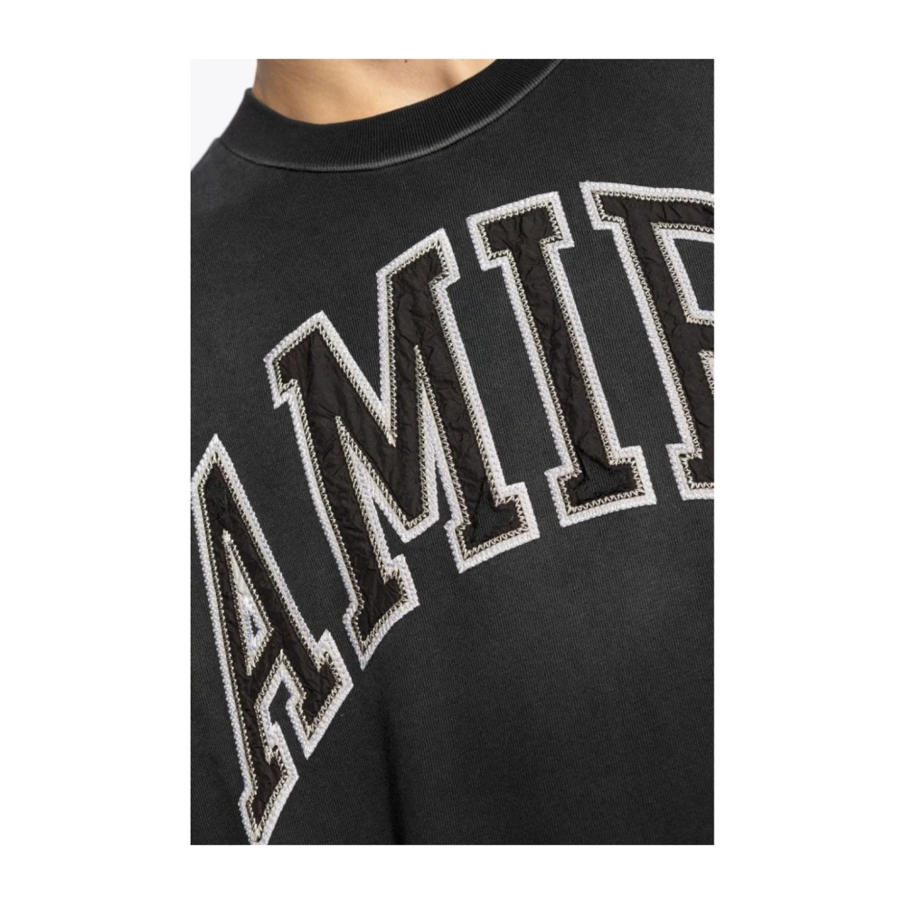 Amiri Zwarte Crewneck Patch T-shirts en Polos Black Heren