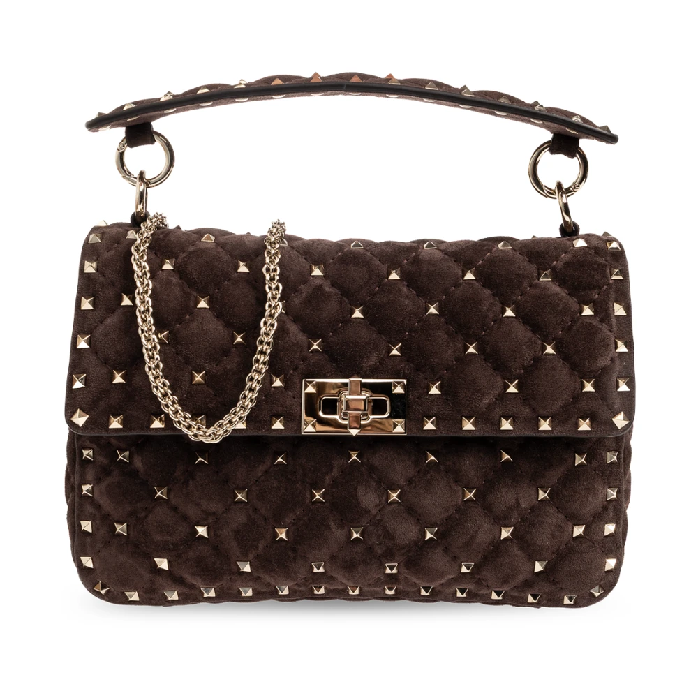 Valentino Garavani Donna Marrone Borsa A Spalla Trapuntata In Pelle Scamosciata - Immagine 6