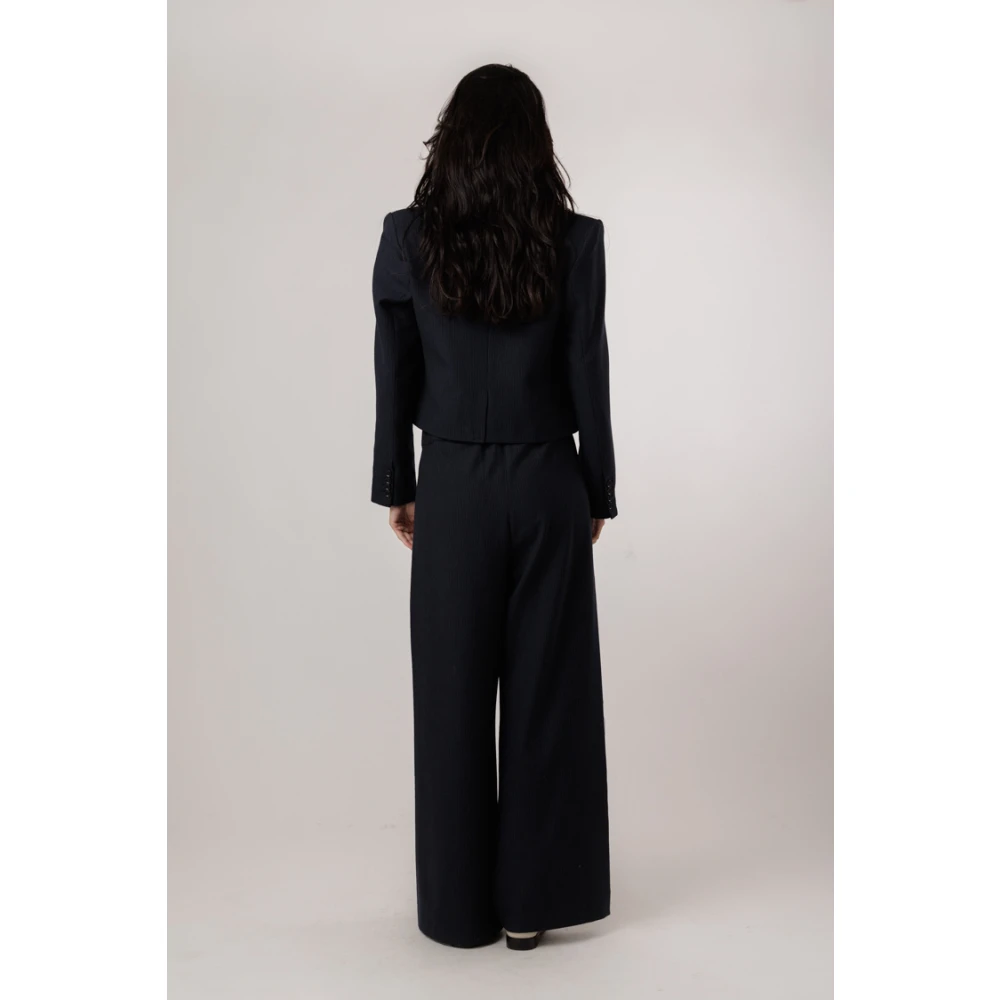 By-Bar Gestreepte Korte Blazer Donkerblauw Blue Dames