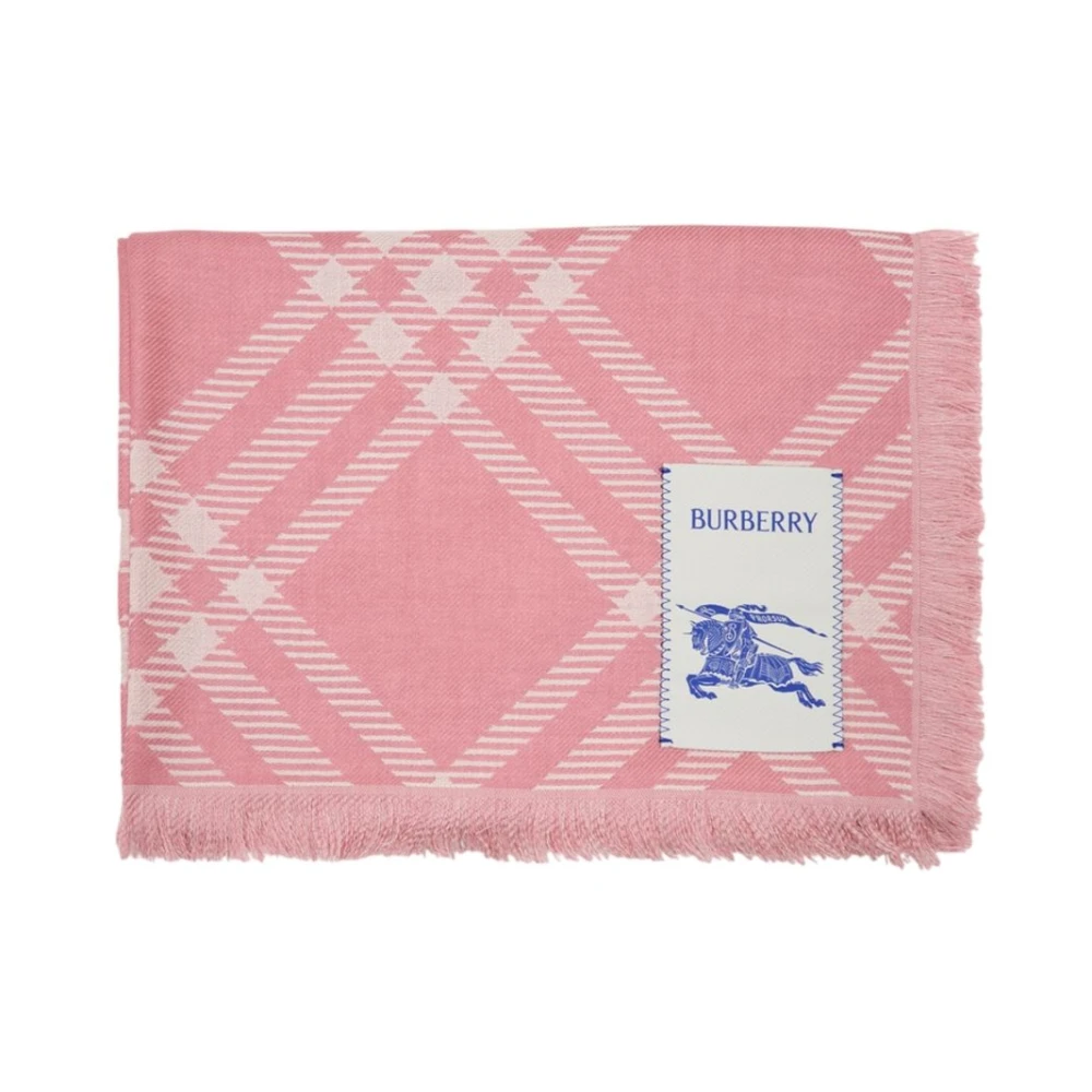 Burberry Women's Pink Mu Wide Check Wool Silk Scarf - Winter Scarves - One Size - Accessories