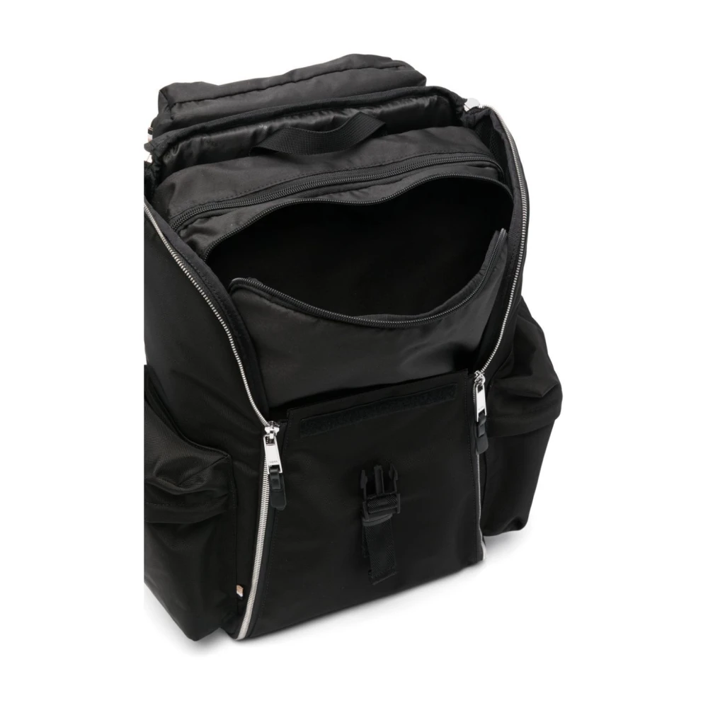 Hugo Boss Stijlvolle Multi-Pocket Rugzak Black Heren