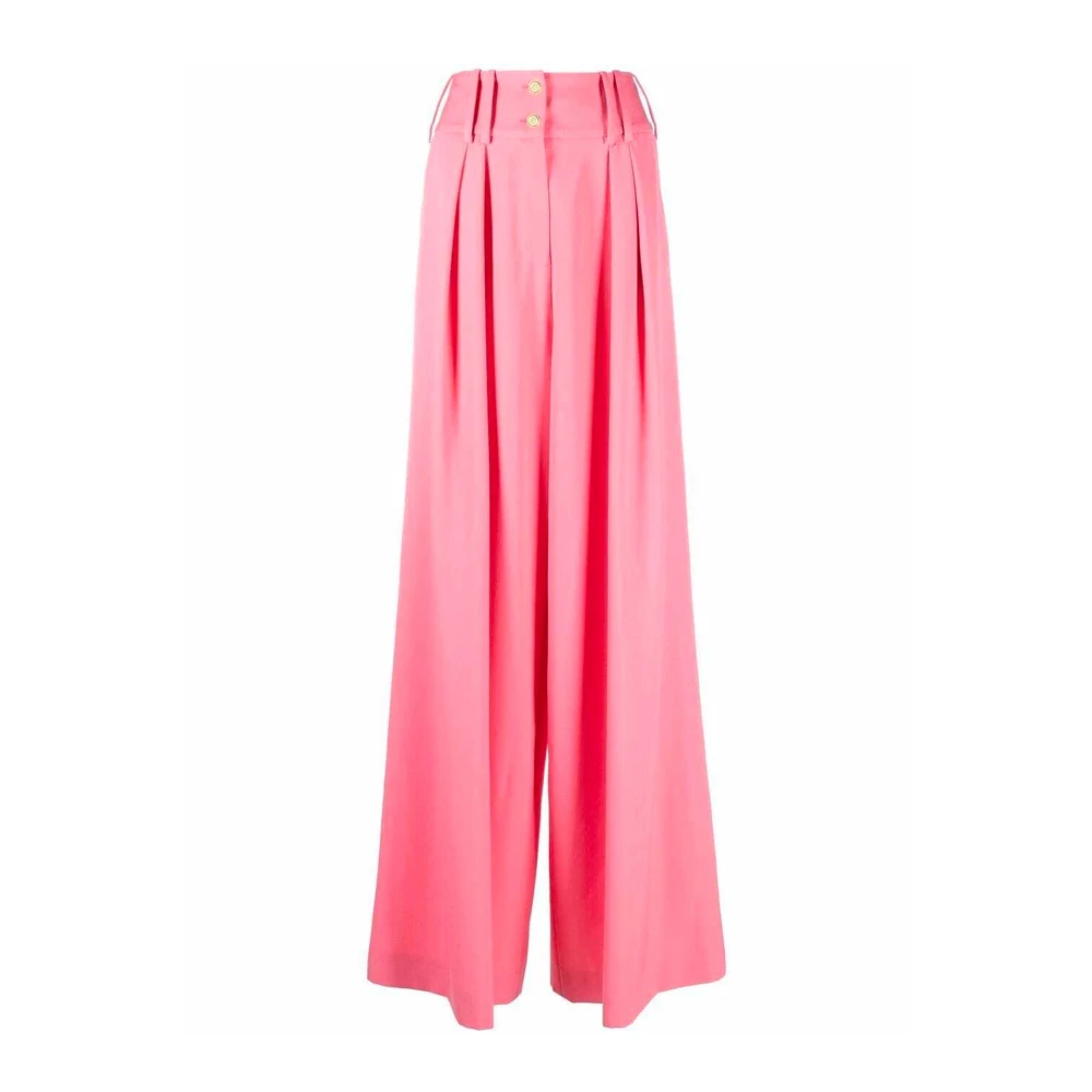 Balmain Wijde broek wol hoog getailleerd gemaakt in Italië Pink Dames