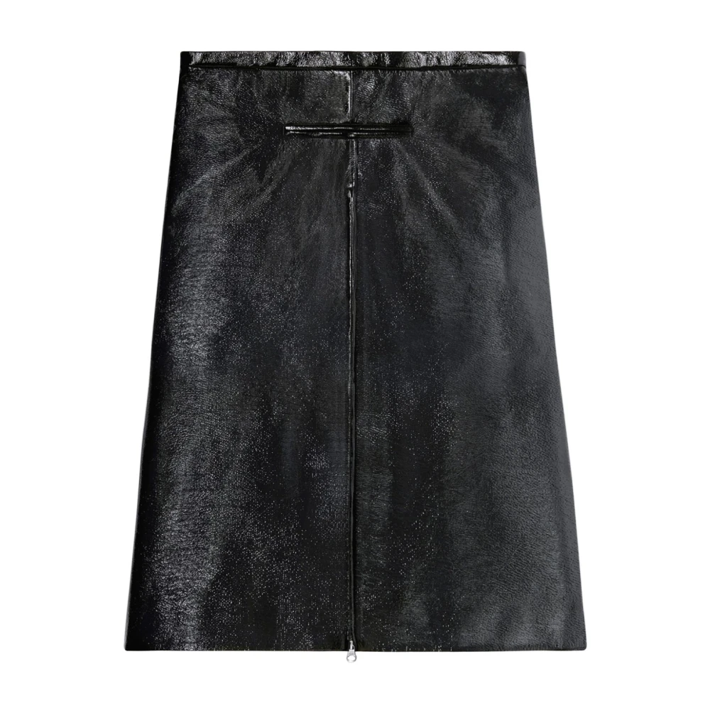 Courrèges Zwarte Patent Midi Rok met Rits Black Dames
