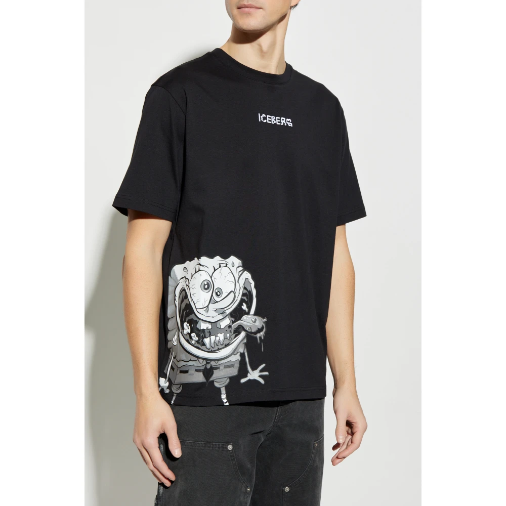 Iceberg Bedrukt T-shirt Black Heren