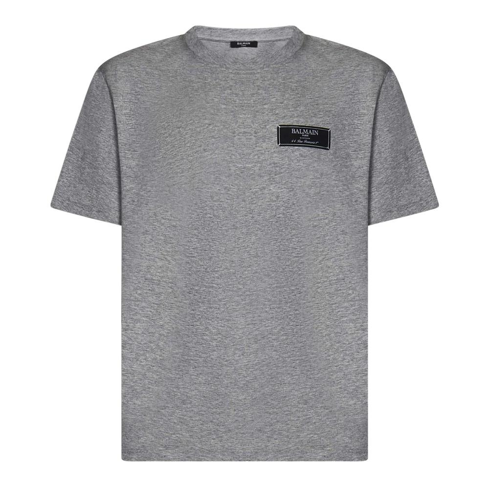 Balmain Katoenen T-shirt met ronde hals Gray Heren