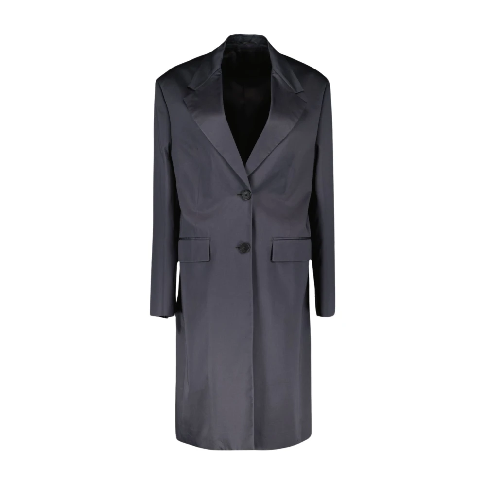 Prada Vrouw Grijs Jassen Dames, S, Katoen, Klassieke Lange Jas