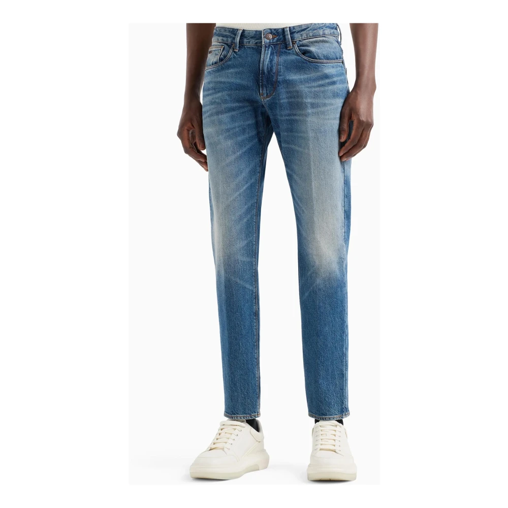 Emporio Armani Slim Fit Denim Jeans Lage Taille Blue Heren