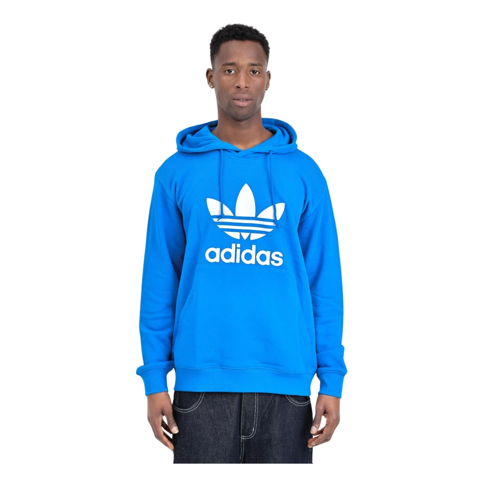 Adidas Originals Blauwe Logo Print Hoody Lente Collectie Blue Heren