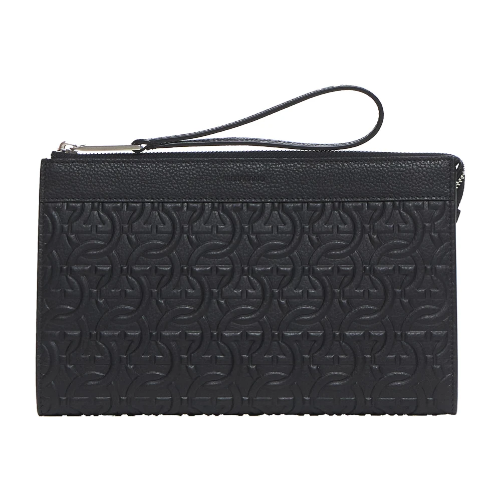 Salvatore Ferragamo Reis Embossed Blocco Tassen Black Heren