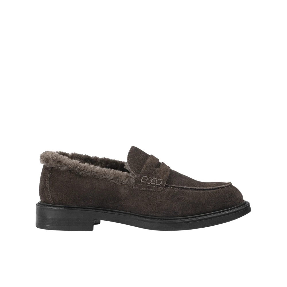 Doucal's Women's Brown Penny Loafer In Suede - Loafers - 3 Uk - Shoes