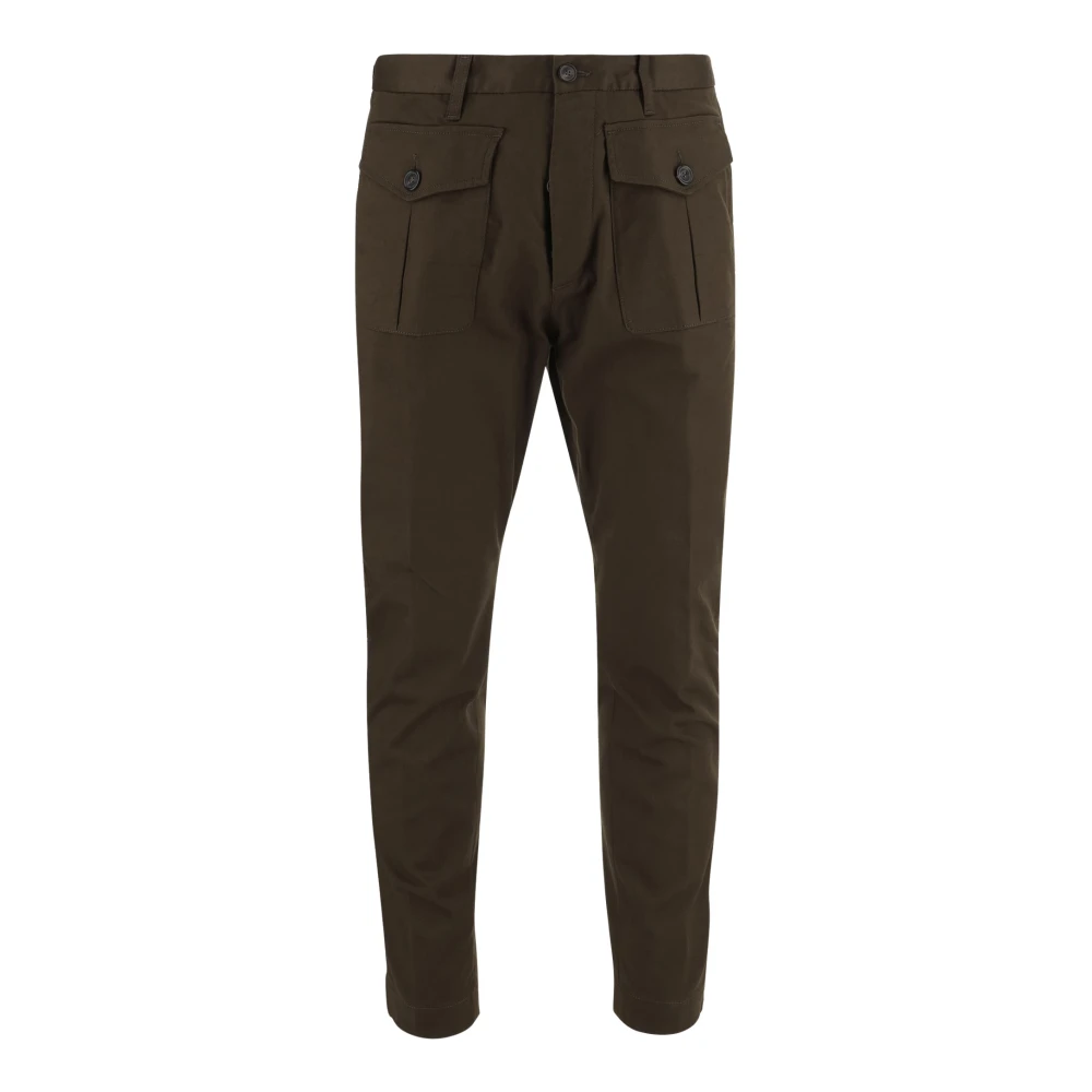 Dsquared2 Stretch Katoen Chino Broek Donkergroen Green Heren