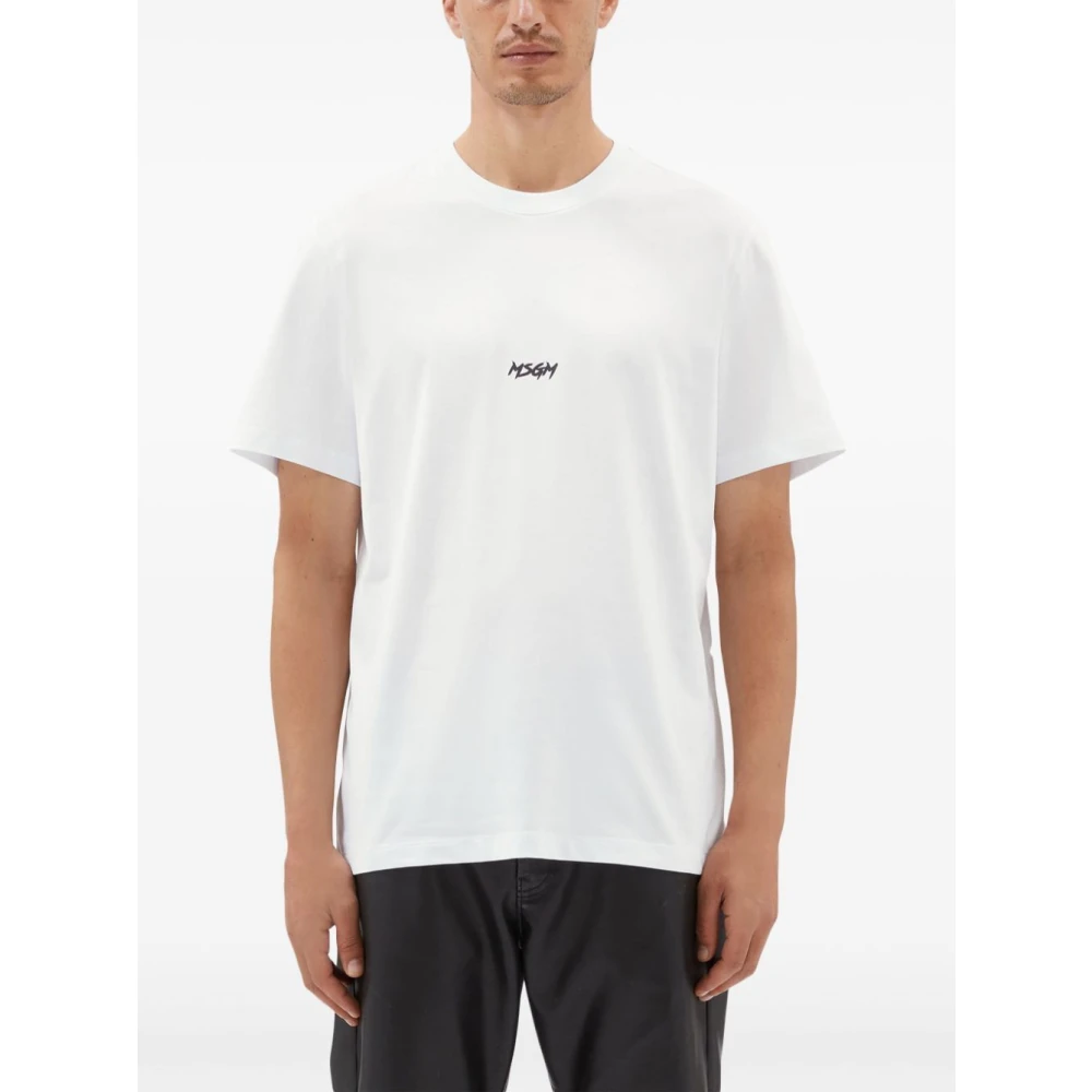 Msgm Katoenen T-shirt met uniek ontwerp White Heren