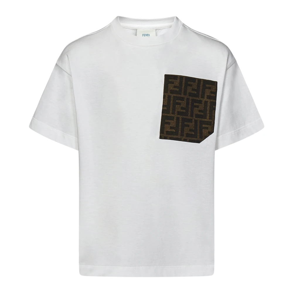 Fendi Men's White Ribbed Crew Neck T-Shirt