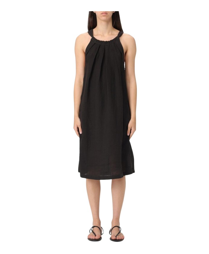robe-midi-en-lin-noir