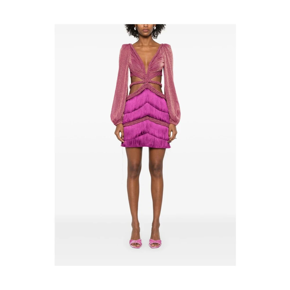 Patbo Diepe V-Hals Paarse Jurk met Vlechtdetails Purple Dames