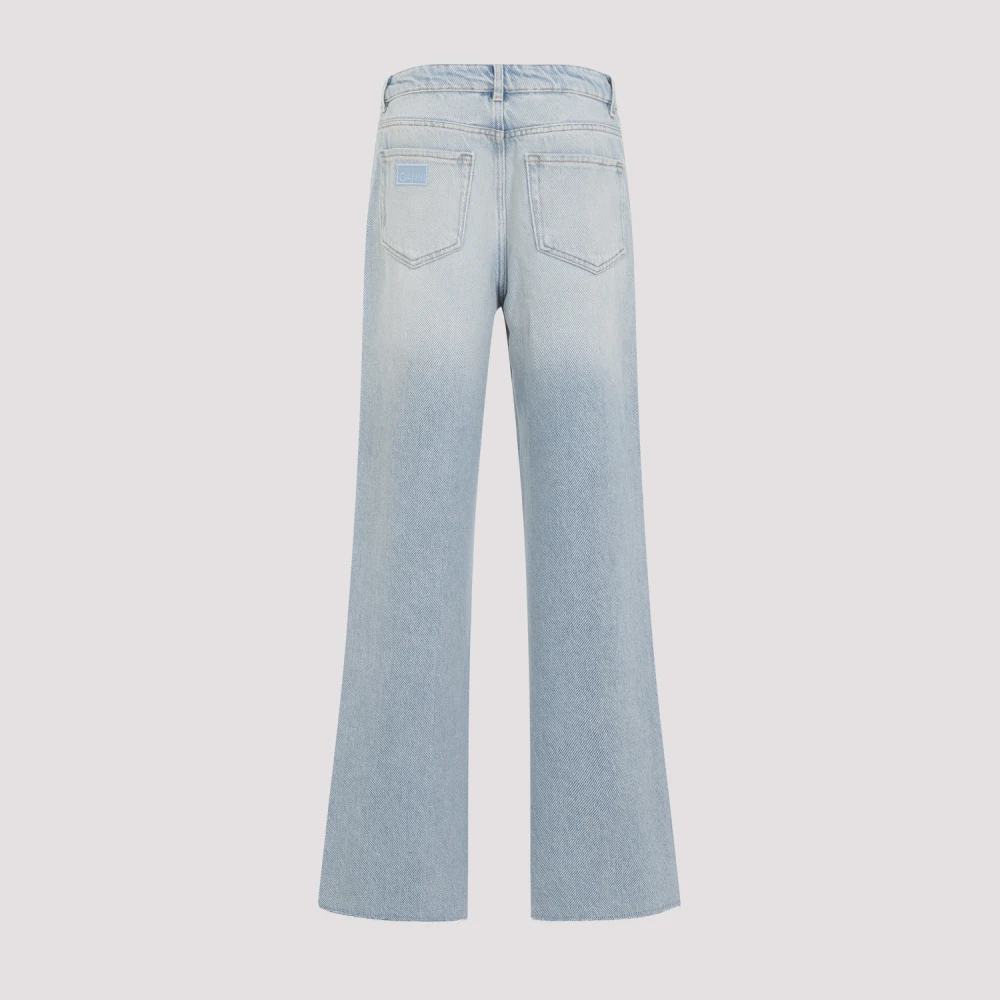 Ganni Metallic Wide-Leg Jeans Aw24 Blue Dames