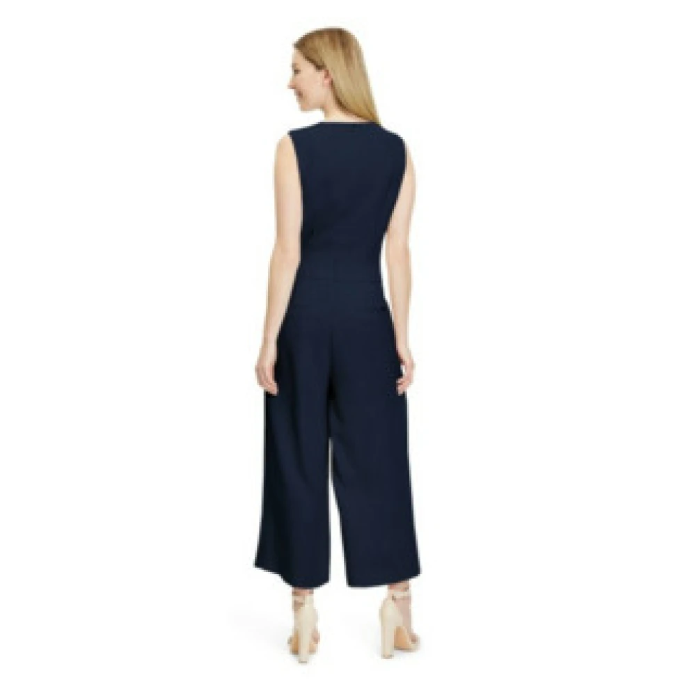 Betty & Co Mouwloze Navy Overall Jumpsuit Blue Dames