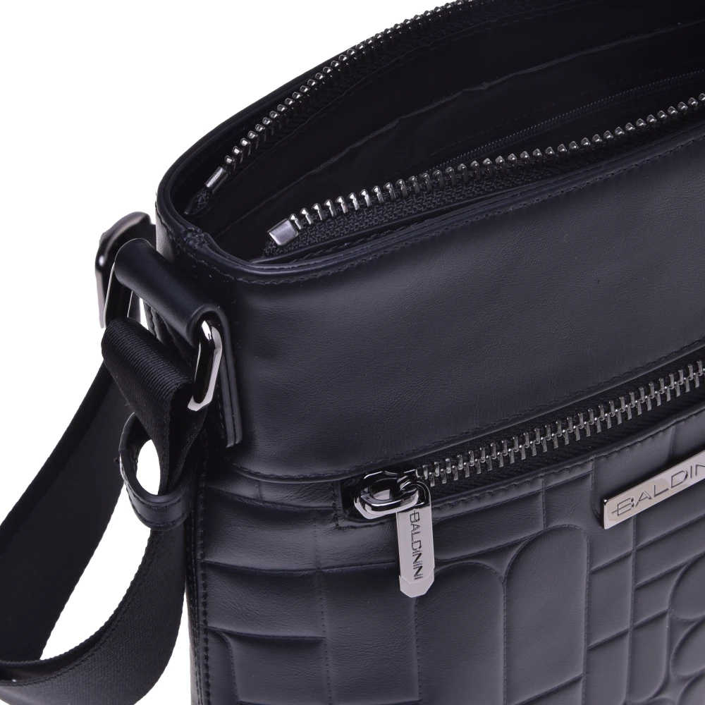Baldinini Crossbody bag in black quilted leather with monogram Black Heren