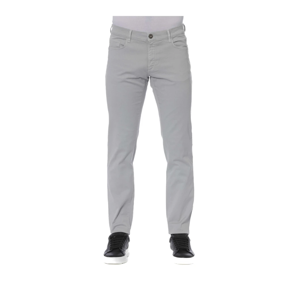 Trussardi Denim Jeans met knoop- en ritssluiting Gray Heren