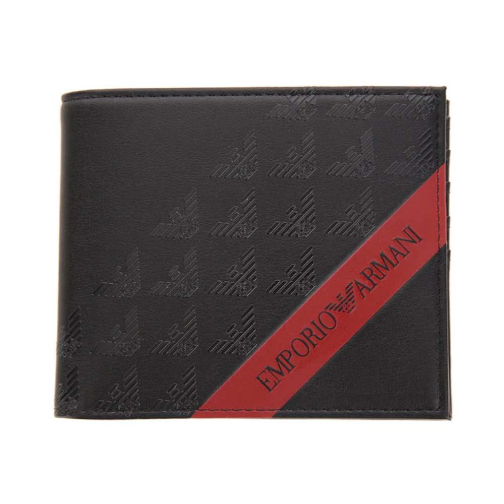 Emporio Armani Portemonnee met logo patroon en kaartsleuven Black Heren