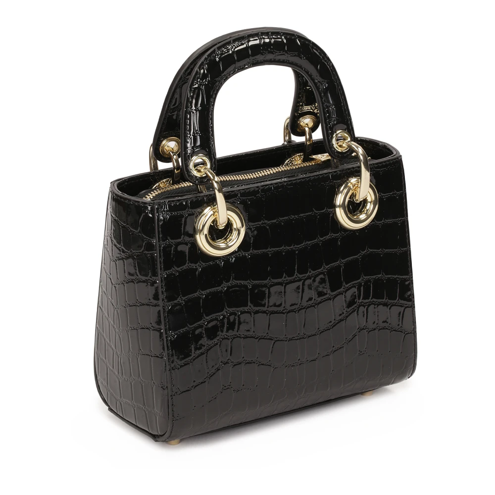 Kazar Kleine stijve handtas in reliëfleer Black Dames