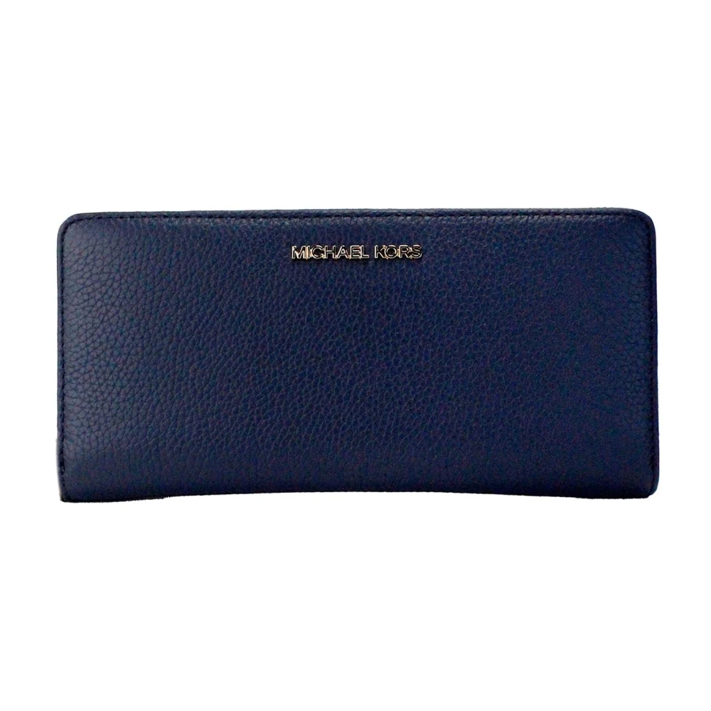 Michael Kors Navy Pebbled Leather Continental Clutch Wallet Blue Dames