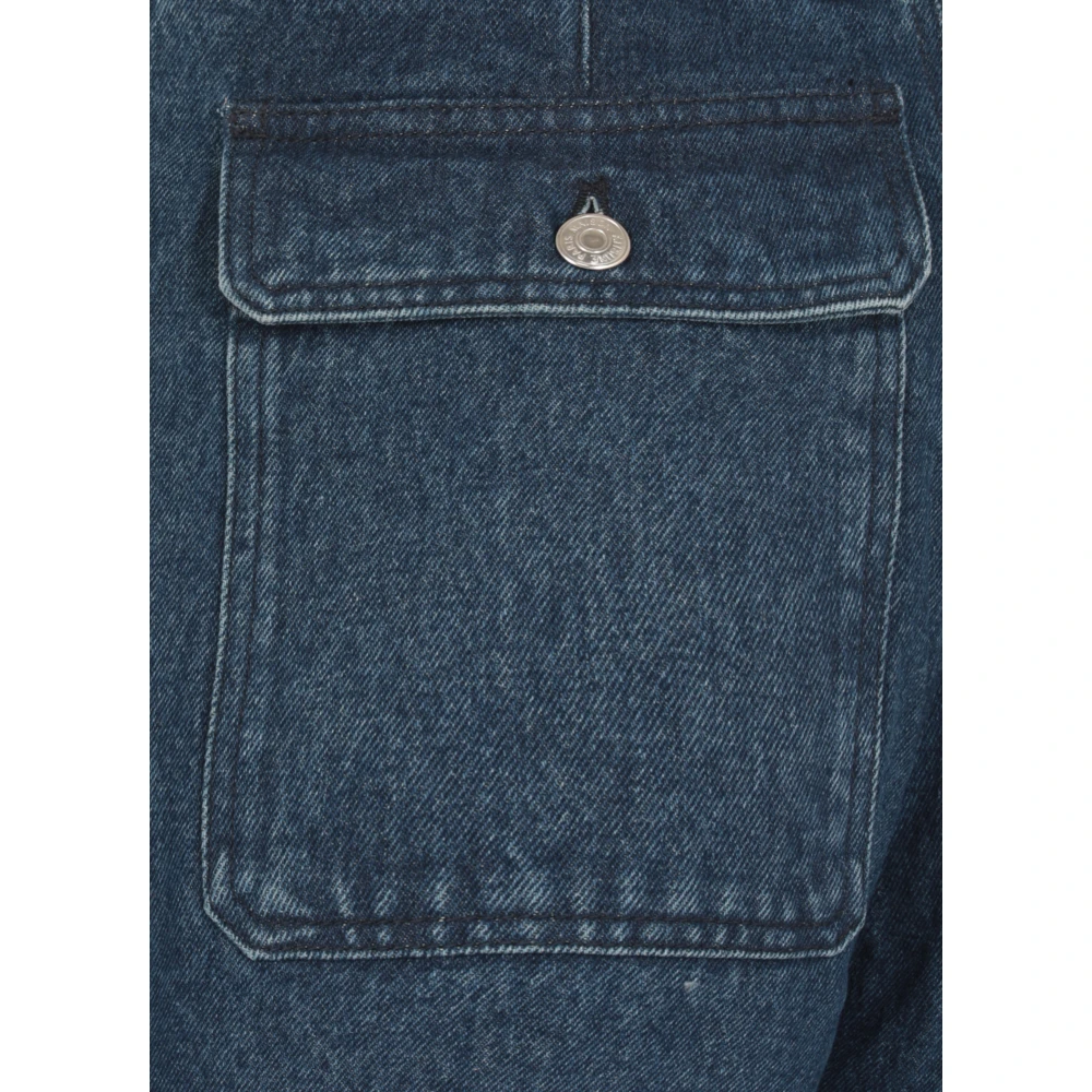 Maison Kitsuné Blauwe Katoenen Jeans met Zakken Blue Heren