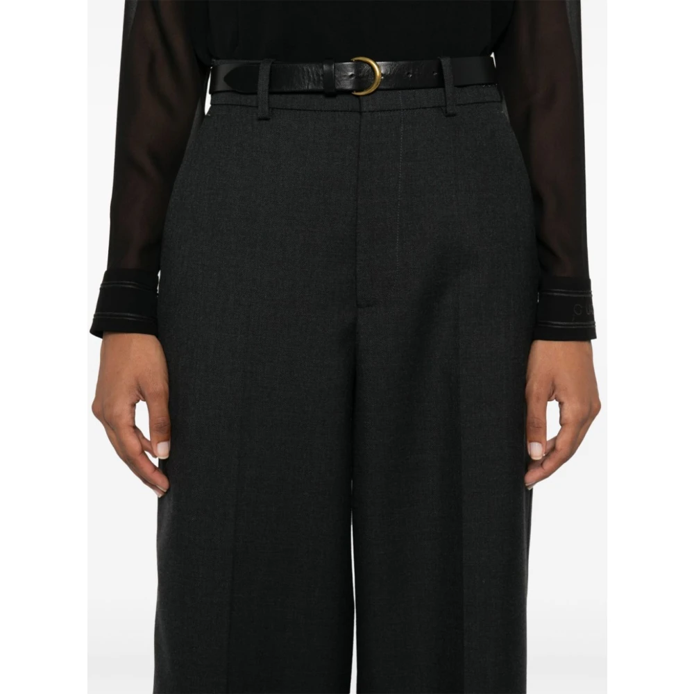 Gucci Grijze wollen broek met wijde pijpen Gray Dames