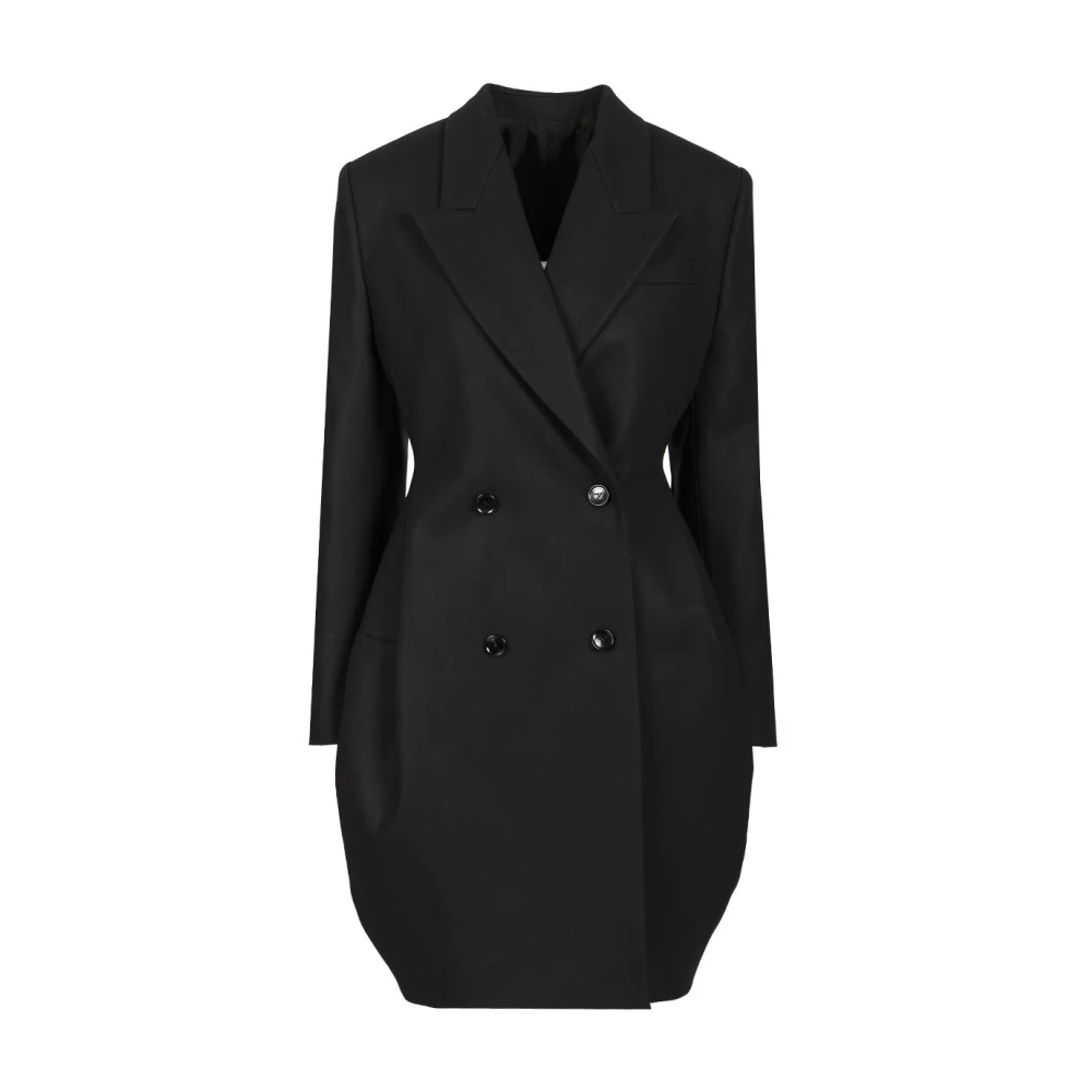 Alaïa Black Double-Breasted Rounded Coat - Female - Double-Breasted Coats - Xs - Coats