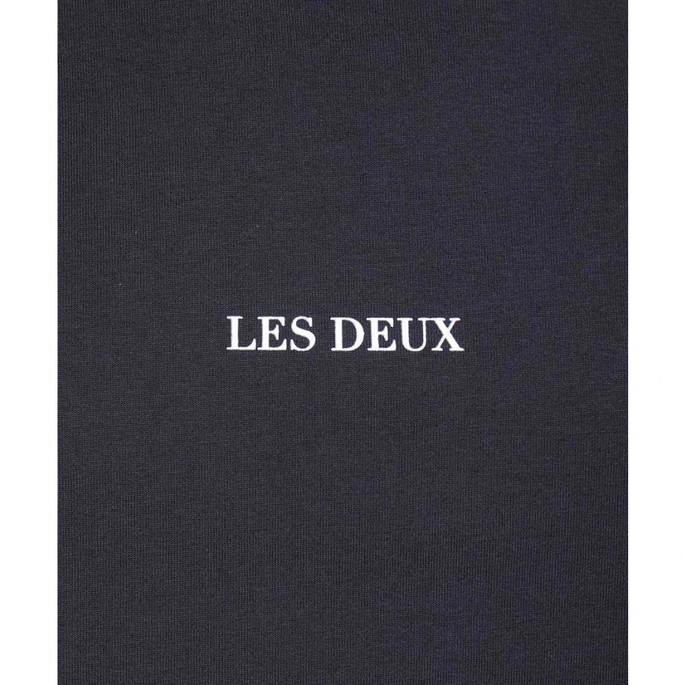 Les Deux Geribbeld Katoenen T-Shirt Blue Heren