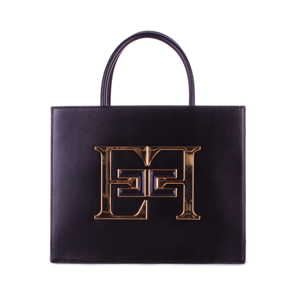 Elisabetta Franchi Zwarte schoudertas met voorlogo Black Dames