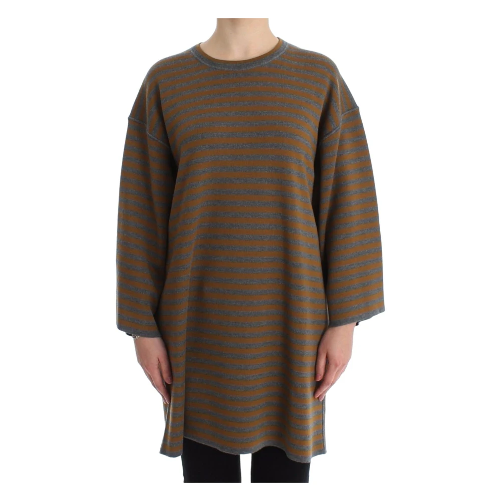 Dolce & Gabbana Women's Gray Oversized Crewneck Pullover - Round-Neck Knitwear - S - Knitwear