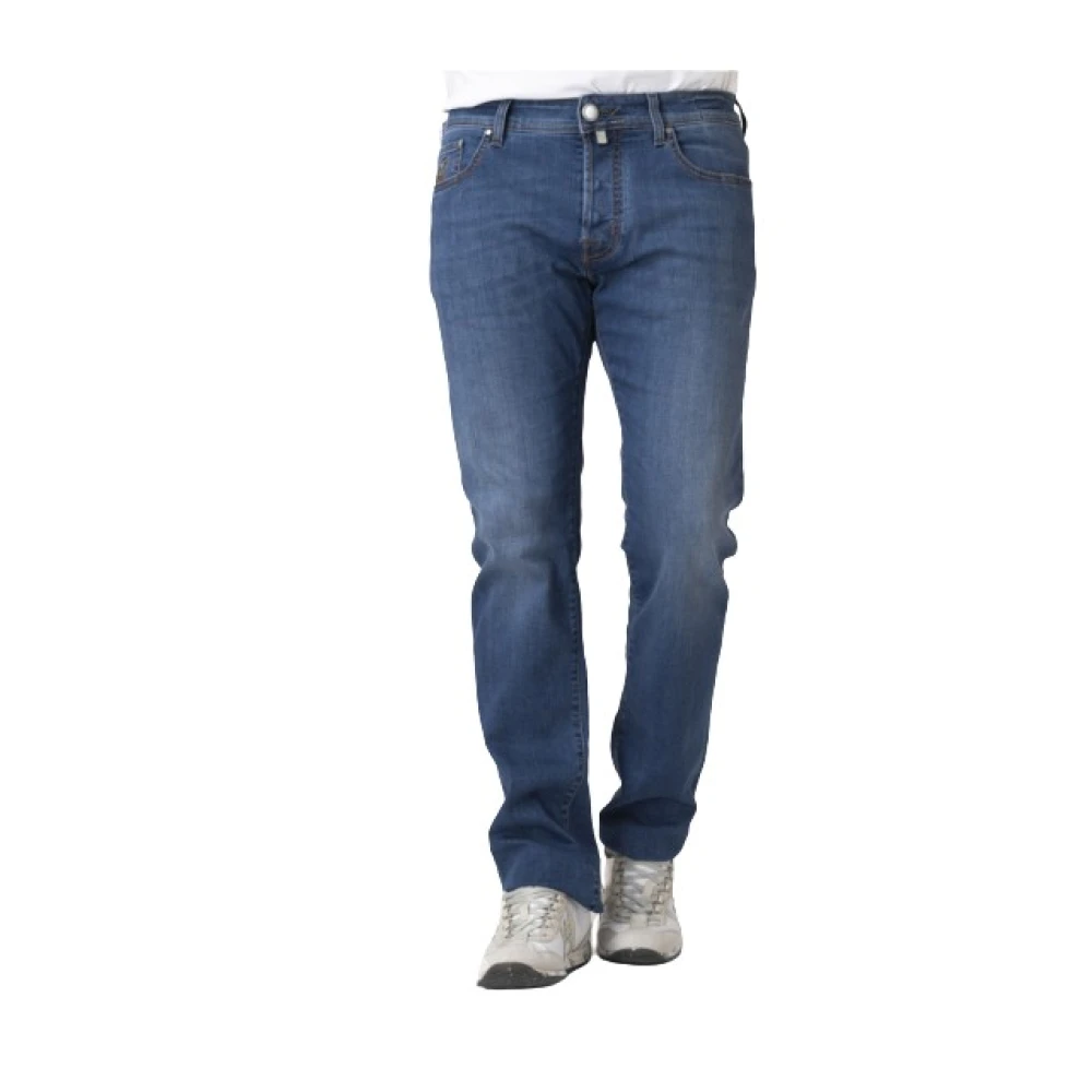 Jacob Cohën Mannelijk Blauw Jeans Heren, W33, Slim Fit E Jeans Met Golf Patch