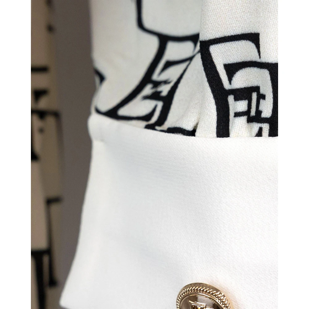 Elisabetta Franchi Witte Logo Print Cropped Shirt White Dames