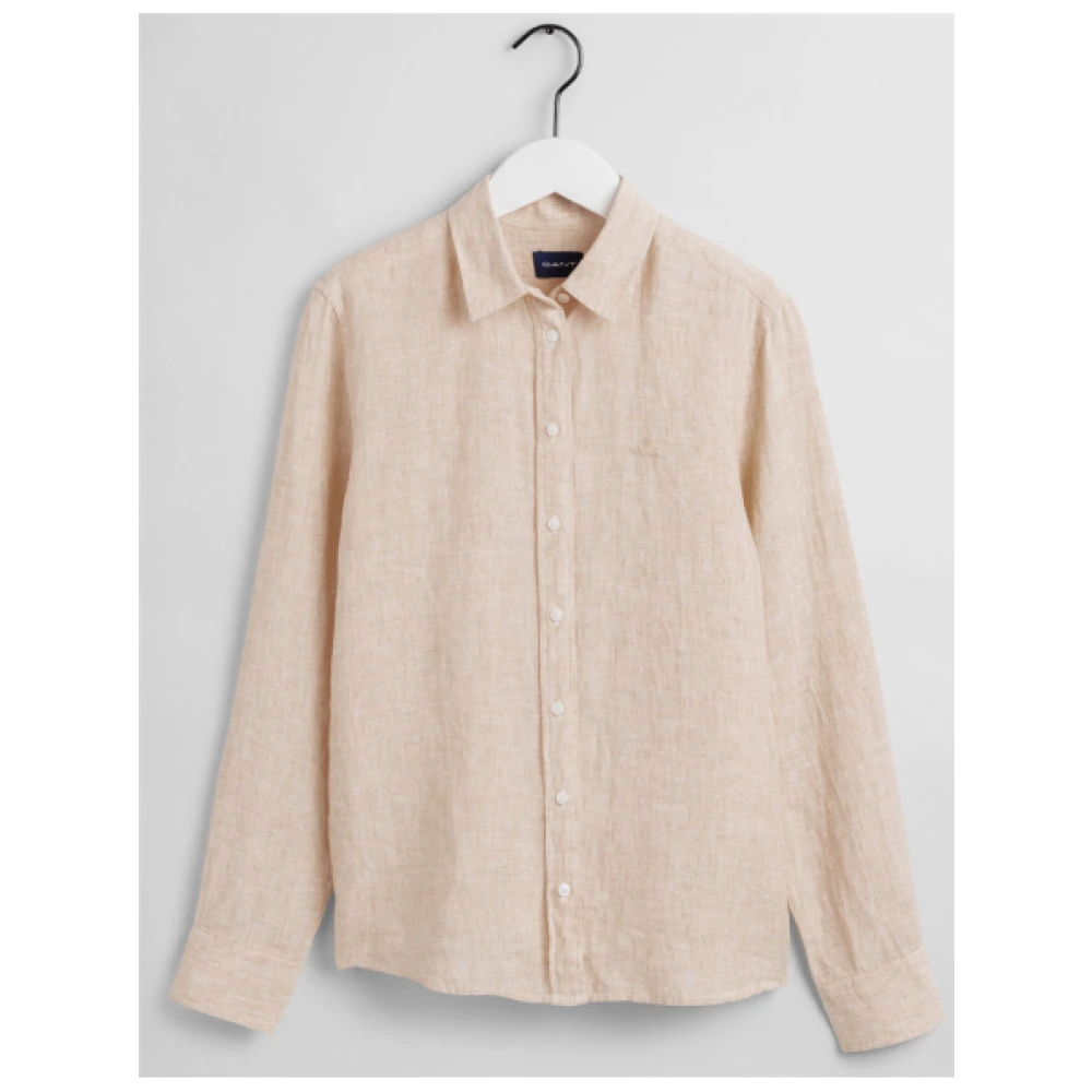 Gant Regular Fit Linnen Overhemd Beige Dames