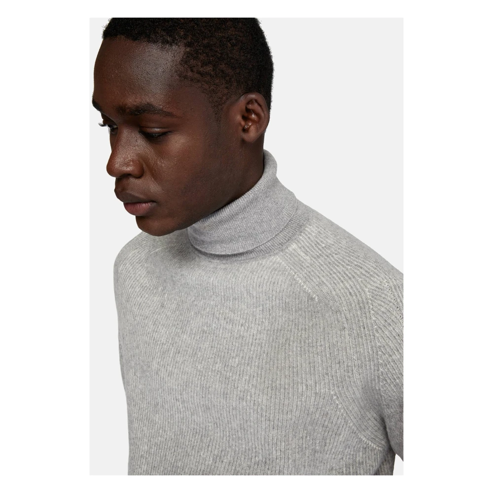 Boggi Milano Merino wollen trui met polokraag Brown Heren