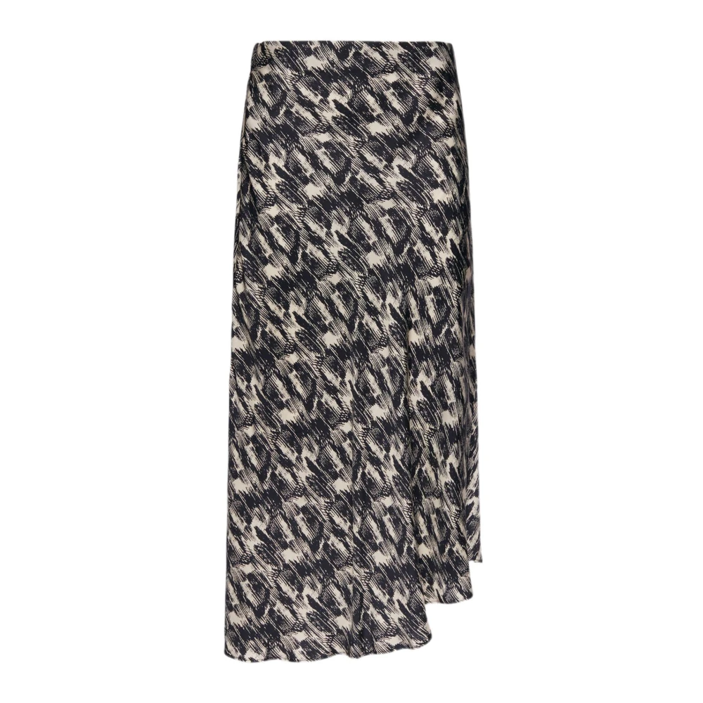 Elena Mirò Svart Tryckt Kjol Med Asymmetrisk Fåll