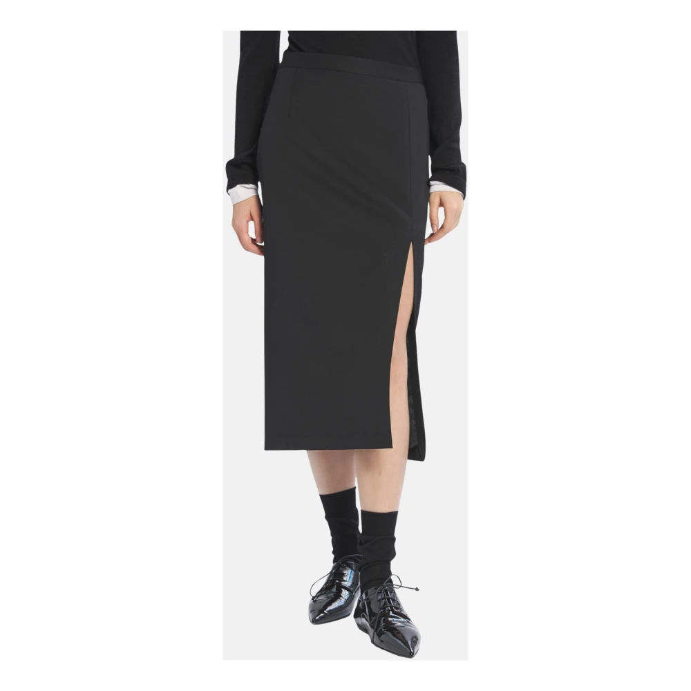 Barena Venezia Wollen rok met zijsplit Black Dames