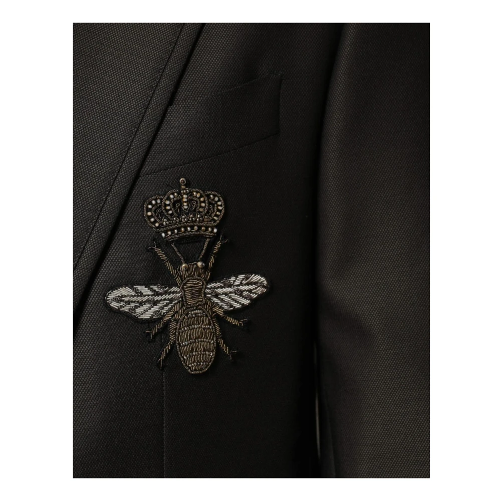 Dolce & Gabbana Zwarte Wol Slim Fit Blazer Black Heren