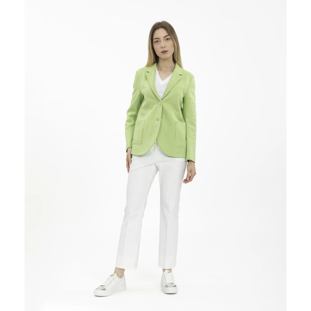 Harris Wharf London Americana Houndstooth Blazer Green Dames