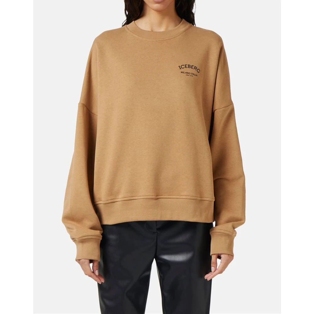 Iceberg Sweatshirt met ronde hals en logo Brown Dames