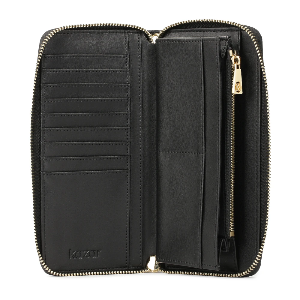 Kazar Leren portemonnee met handriem Black Dames
