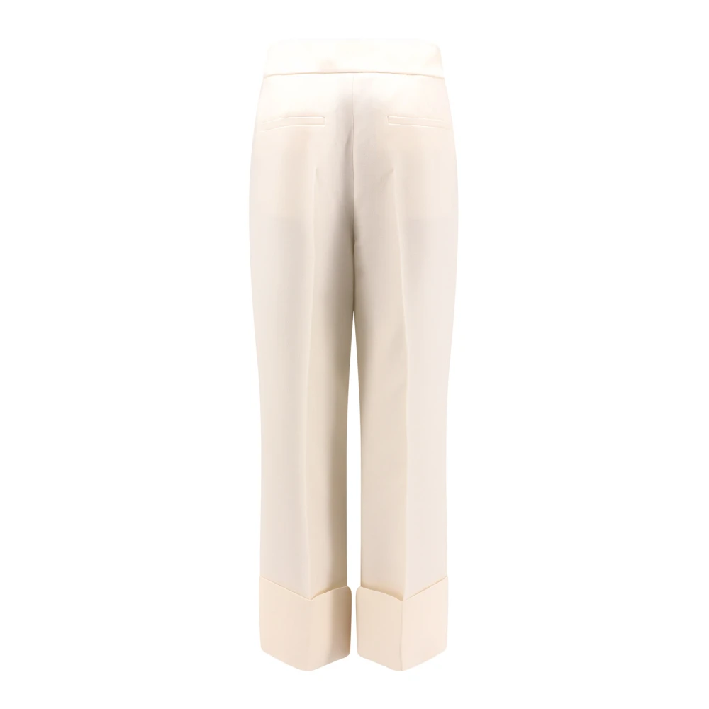 Valentino Hoge taille wol zijden broek Italië White Dames