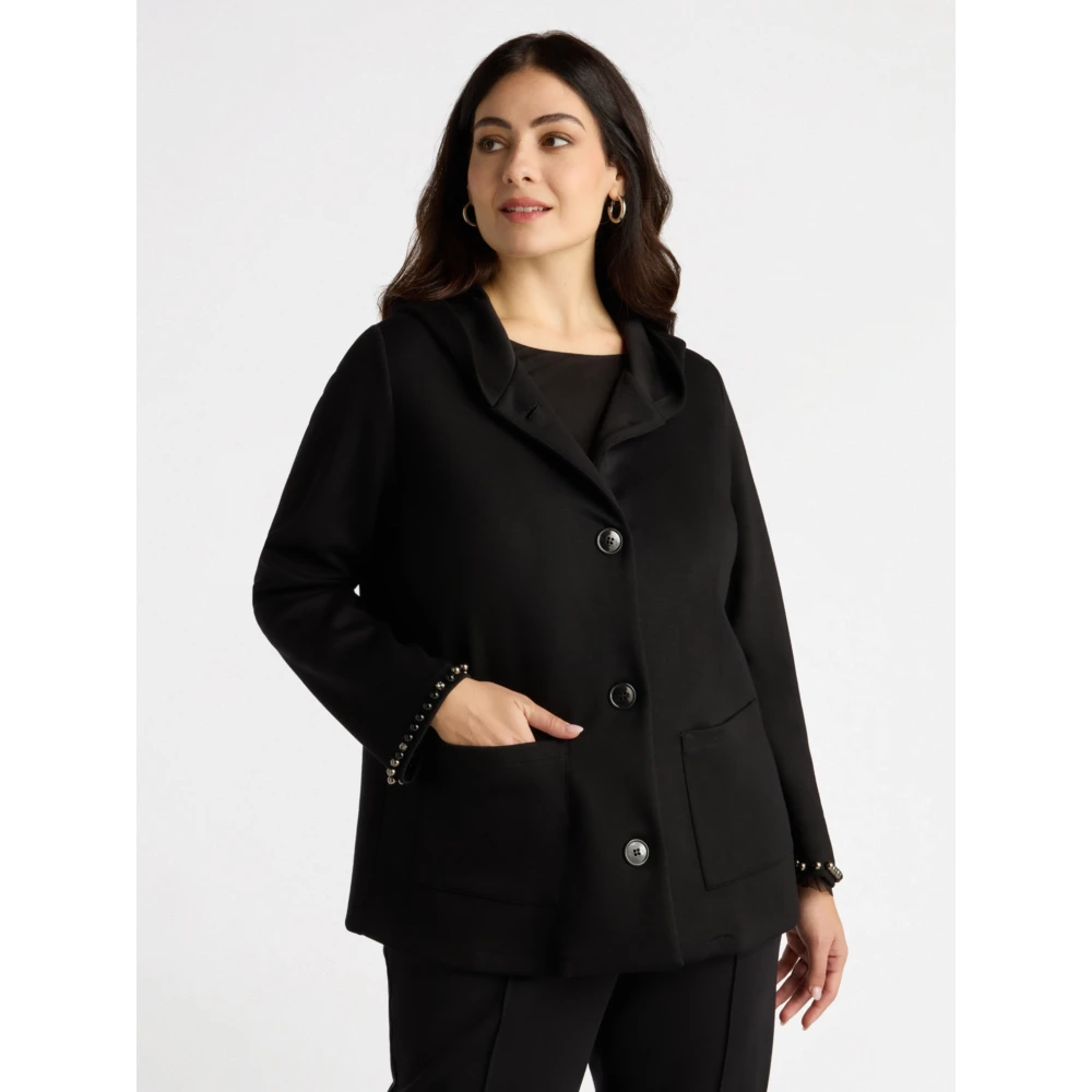 Fiorella Rubino Sweatshirt van scuba met borduurwerk Black Dames