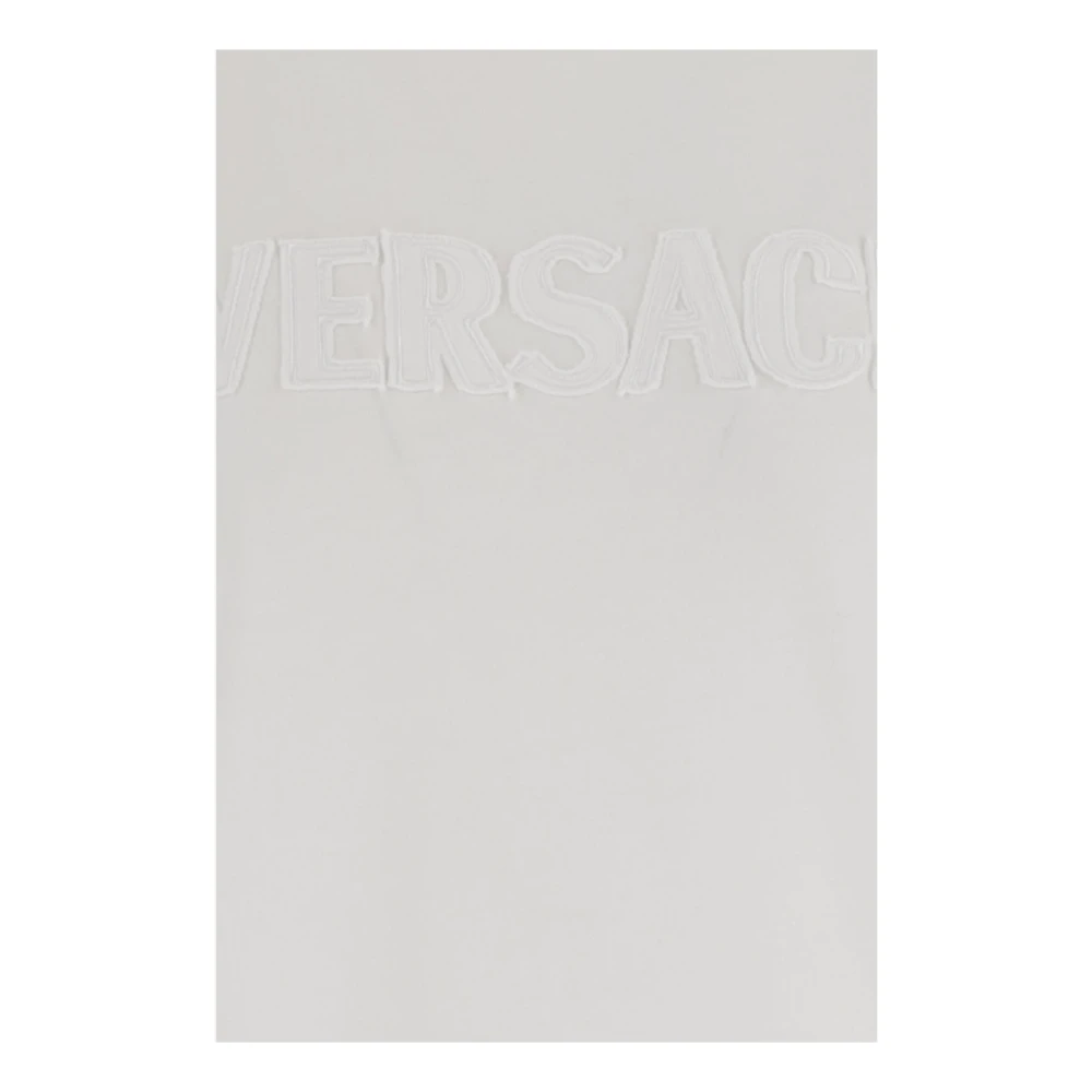 Versace Katoen Crew Neck Logo T-shirt Wit White Dames